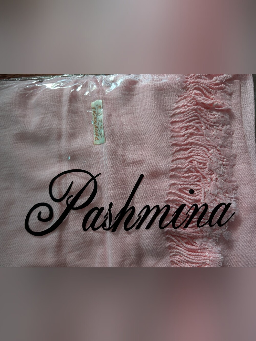 Pashmina Scarf Pink with Fringe